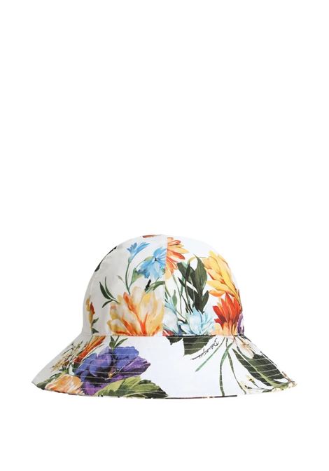 Wide-Brim Hat with Floral Print DOLCE & GABBANA KIDS | LB4H48-HS5TVHA5PC